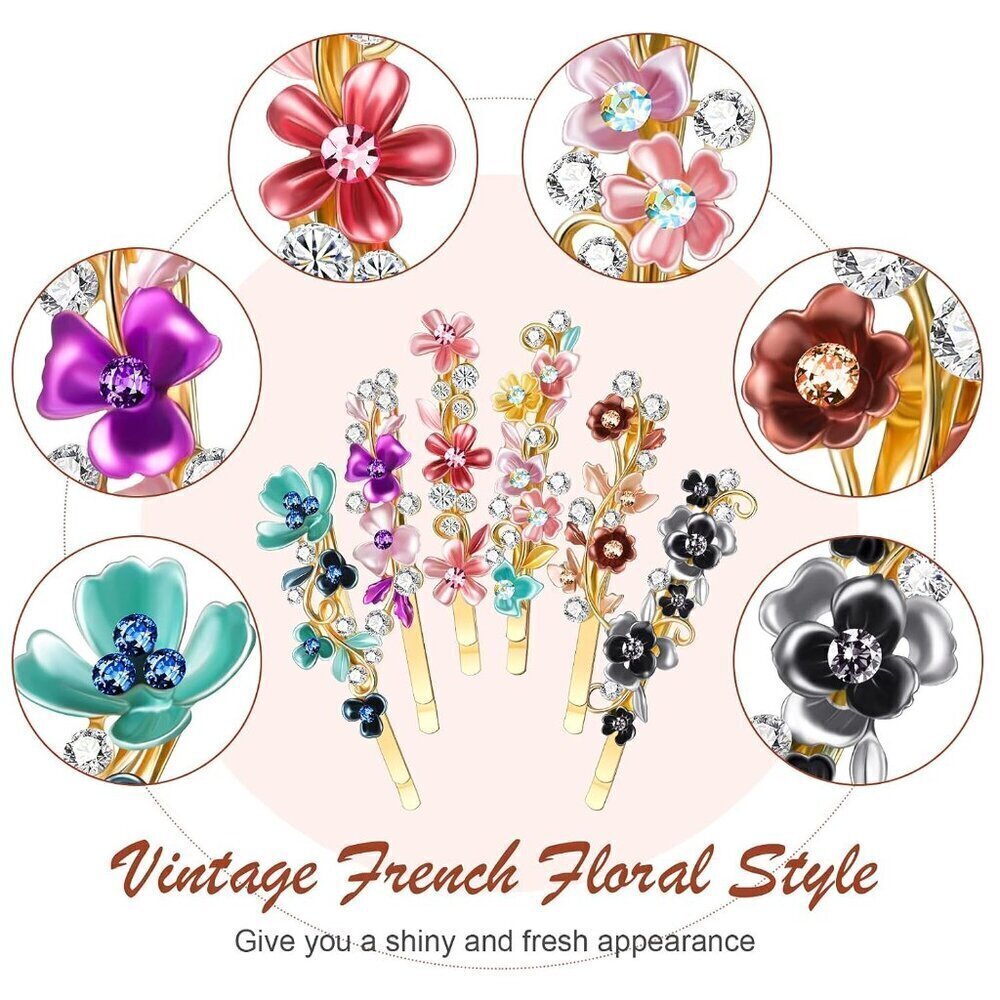 12 Pieces Vintage Flower Hair Pins Women Barrette Bobby Pins Decorative Metal Go - Picture 4 of 6
